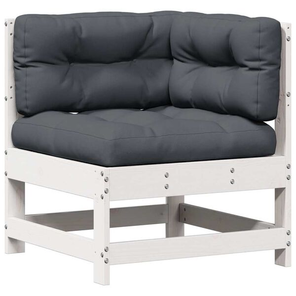 vidaXL Salon de jardin 7 pcs avec coussins blanc bois de pin massif