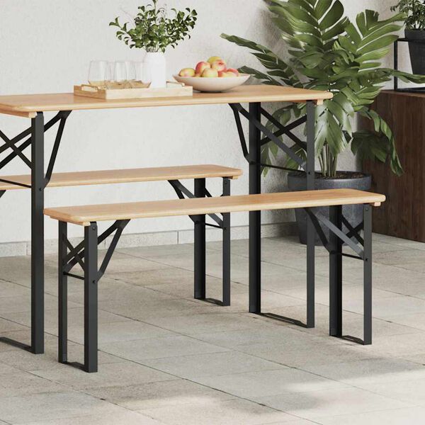 vidaXL Pattes de Banc &agrave; Bi&egrave;re Noir Acier enduit de poudre