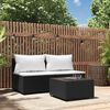 vidaXL Salon de jardin 3 pcs avec coussins Noir R&eacute;sine tress&eacute;e