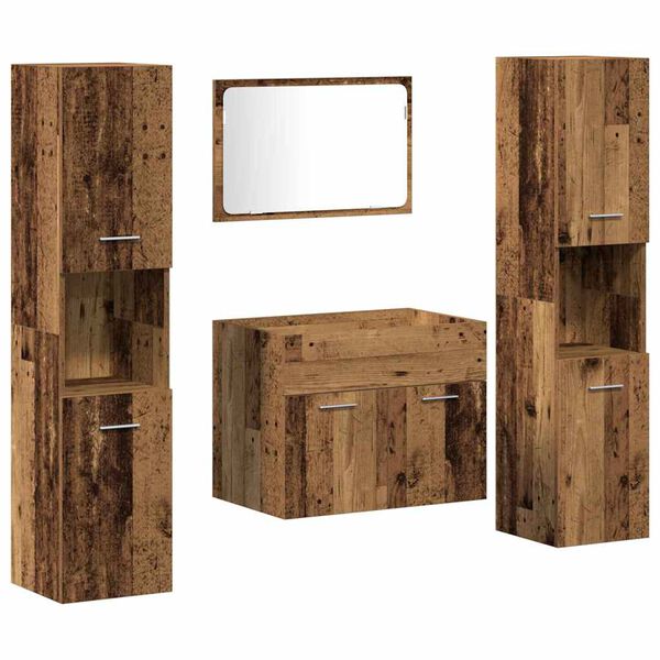 vidaXL Ensemble de mobilier de salle de bain 4 pcs Bois Ancien