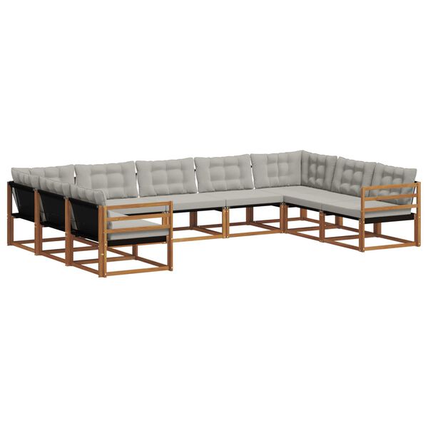 vidaXL Ensemble de canap&eacute;s d'ext&eacute;rieur 9 pcs Gris Naturel et Clair