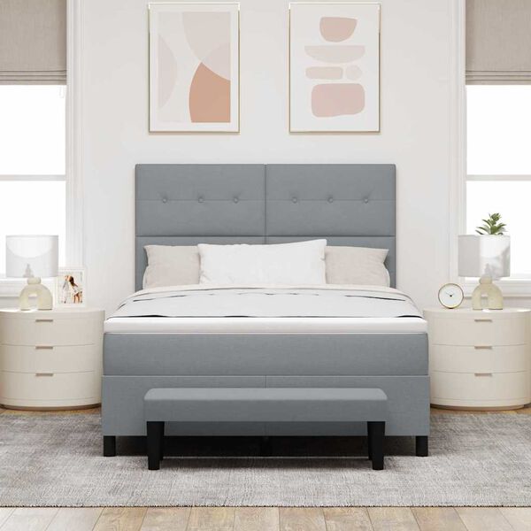 vidaXL Lit &agrave; ressorts avec matelas Gris clair 140 x 200 cm tissu