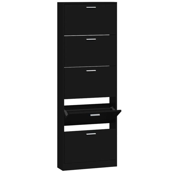 vidaXL Armoire &agrave; chaussures Noir 59x17x169 cm Bois d'ing&eacute;nierie