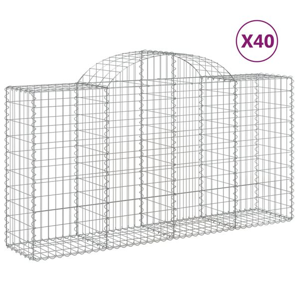vidaXL Paniers &agrave; gabions arqu&eacute;s 40 pcs 200x50x100/120 cm fer galvanis&eacute;