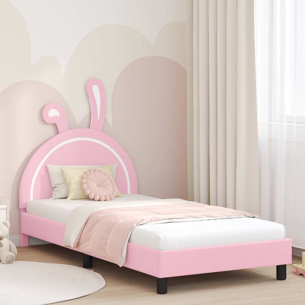 vidaXL Cadre de lit pour enfants avec t&ecirc;te de lit Rose 80 x 200 cm PU