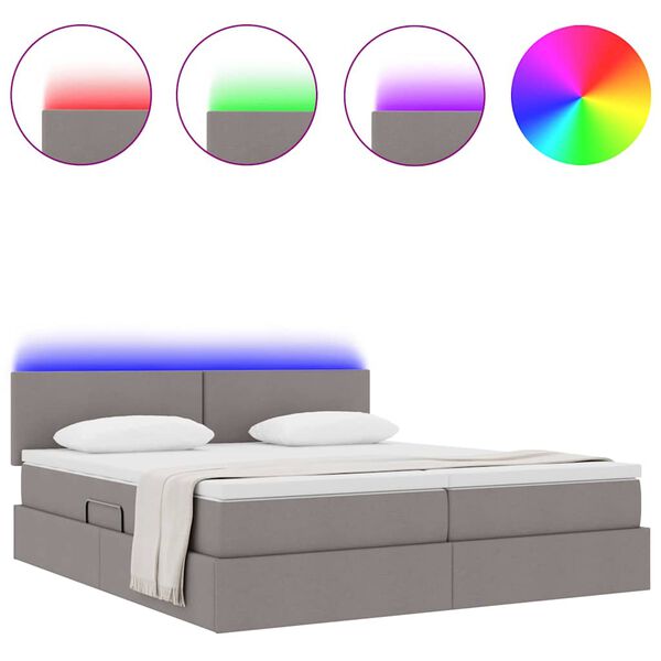 vidaXL Lit avec des lumi&egrave;res &agrave; LED Taupe 200 x 200 cm tissu