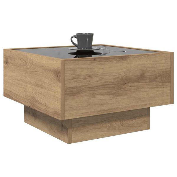 vidaXL Table basse ch&ecirc;ne artisanal 50 x 50 x 30 cm Bois d'ing&eacute;nierie