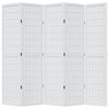 vidaXL Cloison de s&eacute;paration 5 panneaux blanc bois de paulownia massif