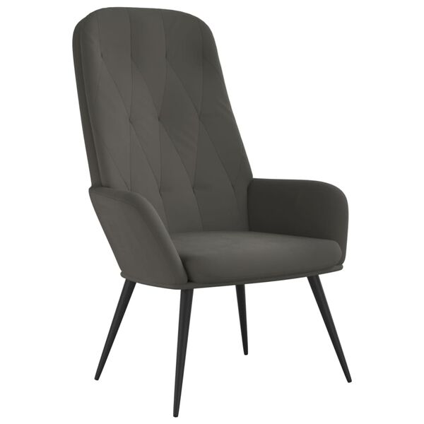 vidaXL Chaise de relaxation Gris fonc&eacute; Velours