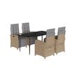 vidaXL Ensemble &agrave; manger de jardin avec coussins 5pcs Beige poly rotin