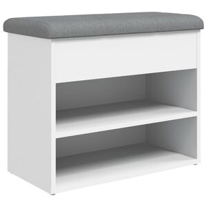 vidaXL Banc &agrave; chaussures Blanc 62x32x50 cm Bois d'ing&eacute;nierie
