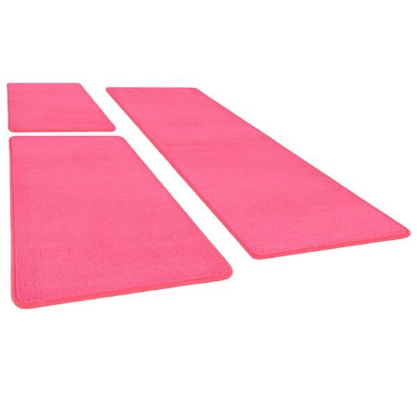 vidaXL Tapis de lit Shaggy Poils longs 3 pcs Rose