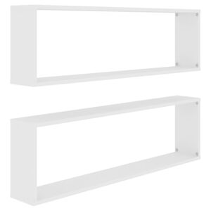 vidaXL &Eacute;tag&egrave;res cube murales 2 pcs blanc 100x15x30cm bois d'ing&eacute;nierie