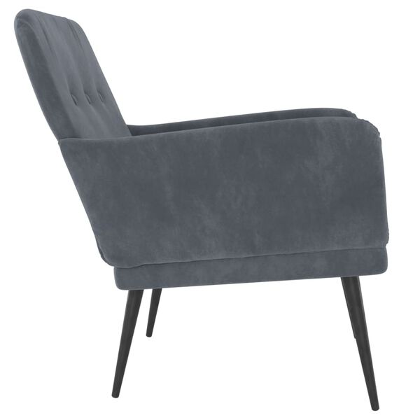vidaXL Fauteuil Gris foncé 62x79x79 cm Velours