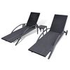 vidaXL Chaises longues avec table R&eacute;sine tress&eacute;e Noir