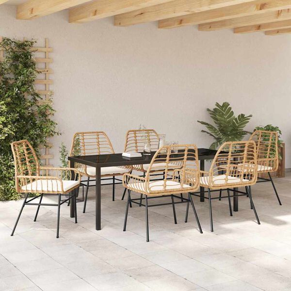 vidaXL Ensemble de salle &agrave; manger pour jardin 7 pcs Marron polyrotin