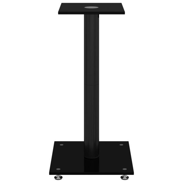 vidaXL Supports de haut-parleurs 2 pcs noir verre tremp&eacute; 1 pilier