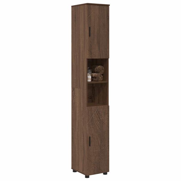 vidaXL Cabinet de salle de bain avec porte Ch&ecirc;ne brun 30 x 35 x 192 cm