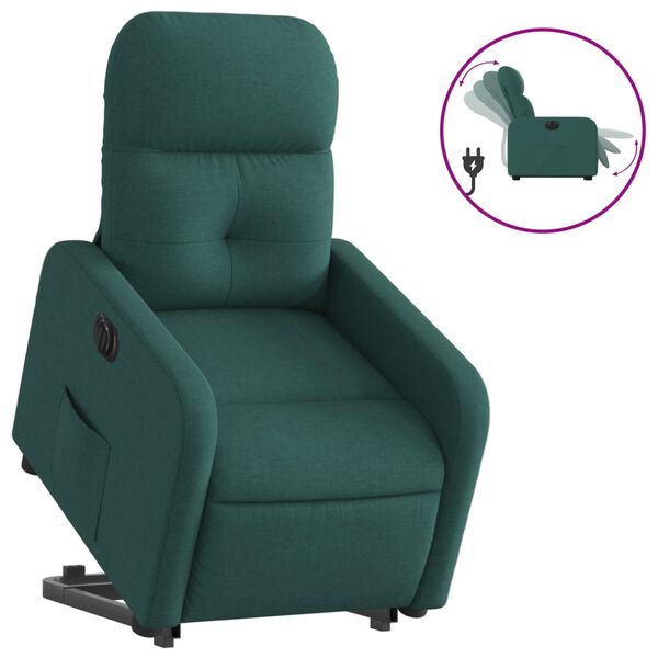 vidaXL Fauteuil inclinable &eacute;lectrique vert fonc&eacute; tissu