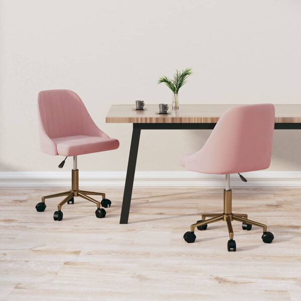 vidaXL Chaises pivotantes &agrave; manger lot de 2 rose velours