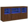 vidaXL Buffet avec lumières LED chêne marron 142,5x37x67 cm