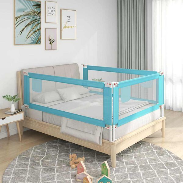 vidaXL Barri&egrave;re de s&eacute;curit&eacute; de lit d'enfant Bleu 140x25 cm Tissu