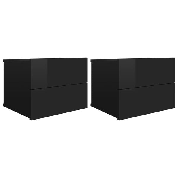vidaXL Tables de chevet 2 pcs Noir brillant 40x30x30cm bois ingénierie