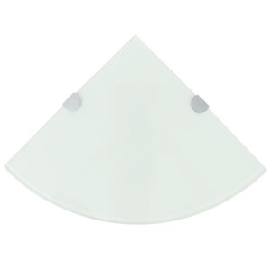 vidaXL &Eacute;tag&egrave;res d'angle 2 pcs et supports chrom&eacute;s Verre Blanc 35x35 cm