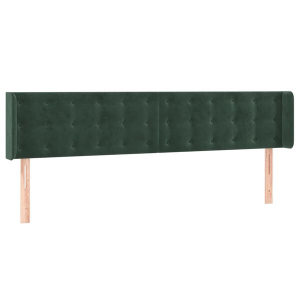 vidaXL Tête de lit à LED Vert foncé 163x16x78/88 cm Velours