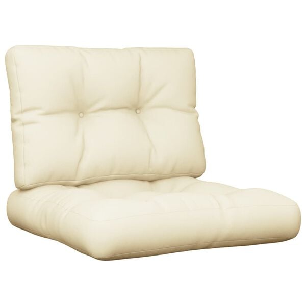 vidaXL Coussins de palette lot de 2 cr&egrave;me tissu