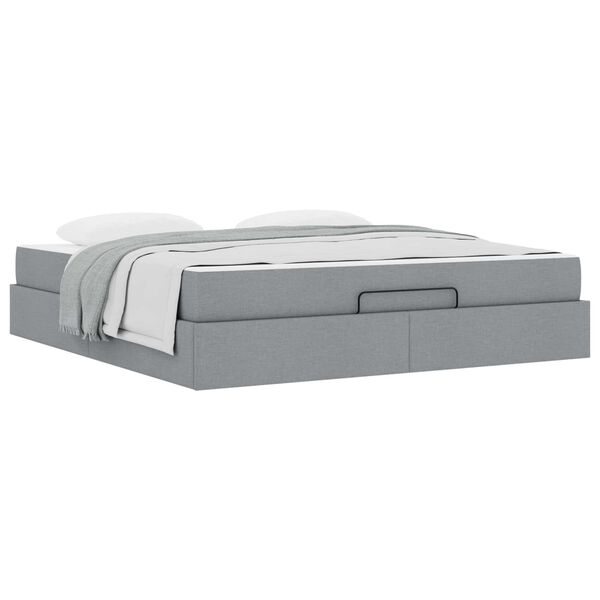 vidaXL Cadre de lit avec matelas avec matelas 2 pcs Gris clair tissu