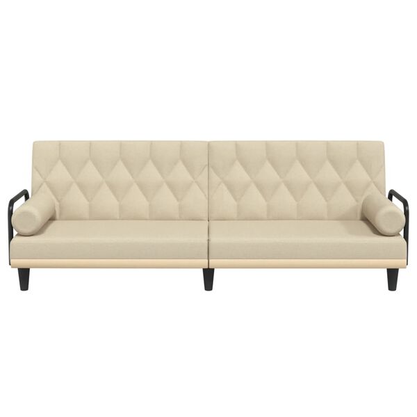 vidaXL Canap&eacute;-lit avec accoudoirs cr&egrave;me tissu