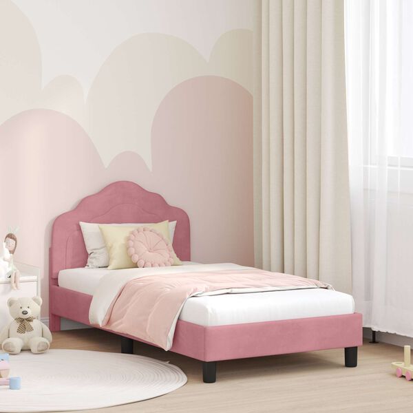 vidaXL Cadre de lit pour enfants avec t&ecirc;te de lit Rose 80 x 160 cm
