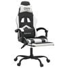 vidaXL Chaise de jeu pivotante et repose-pied Noir et blanc Similicuir