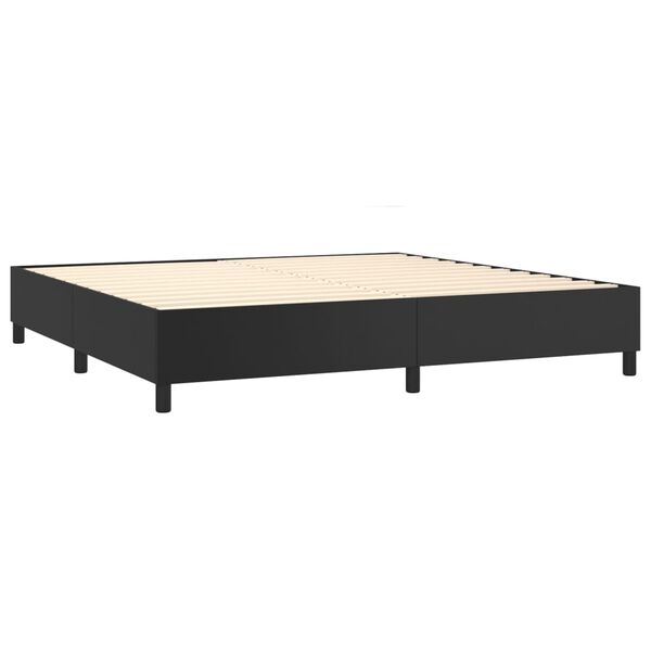 vidaXL Sommier &agrave; lattes de lit avec matelas Noir 200x200 cm Similicuir