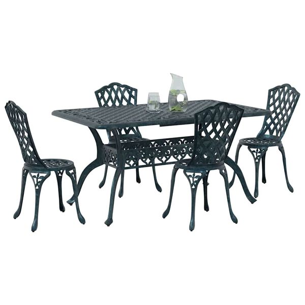 vidaXL Ensemble de salle &agrave; manger pour jardin 5 pcs Vert Aluminium
