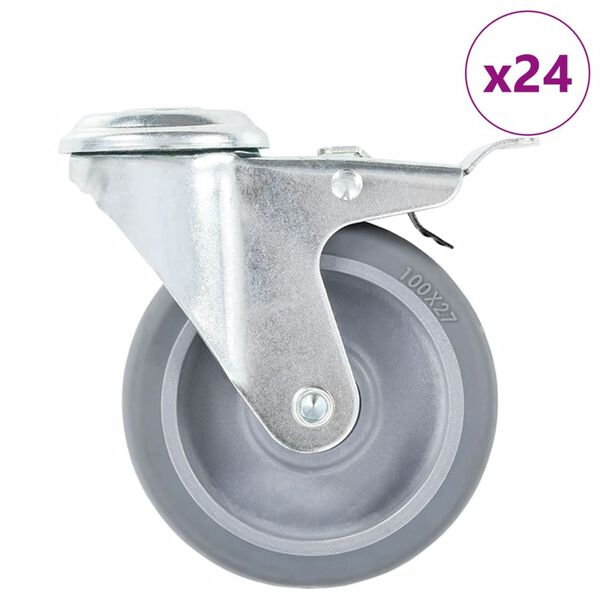 vidaXL 24 pcs Roulettes pivotantes à trou de boulon 100 mm