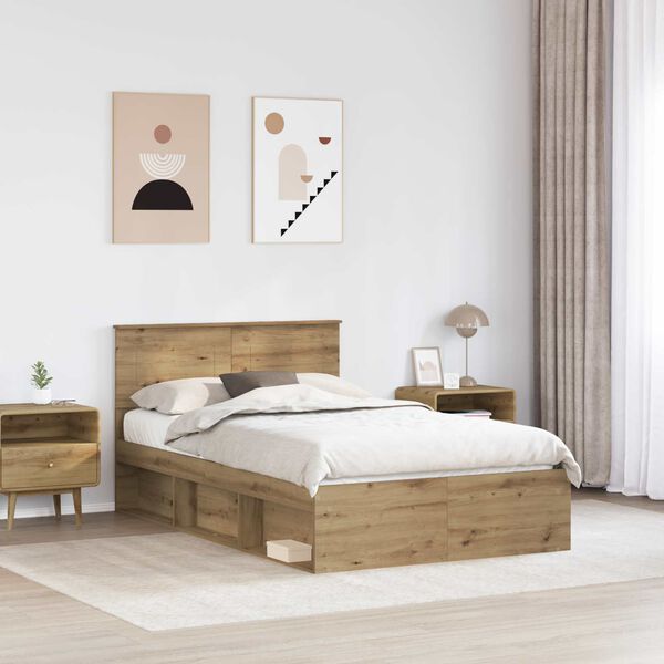 vidaXL Cadre de lit Ch&ecirc;ne artisan 120 x 200 cm Bois d'ing&eacute;nierie