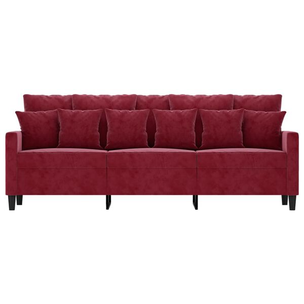 vidaXL Canap&eacute; &agrave; 3 places Rouge bordeaux 180 cm Velours