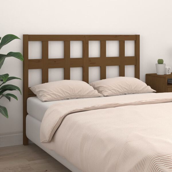 vidaXL T&ecirc;te de lit Marron miel 125,5x4x100 cm Bois massif de pin