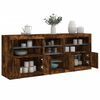 vidaXL Buffet avec lumi&egrave;res LED ch&ecirc;ne fum&eacute; 162x37x67 cm
