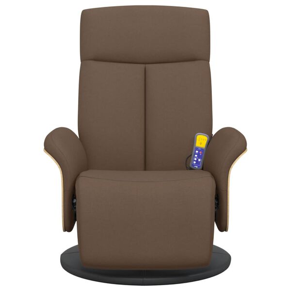 vidaXL Fauteuil inclinable de massage avec repose-pieds marron tissu