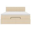 vidaXL Lit ottoman avec matelas cr&egrave;me 140x200 cm tissu