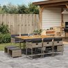 vidaXL Ensemble &agrave; manger de jardin 11pcs avec coussins gris poly rotin