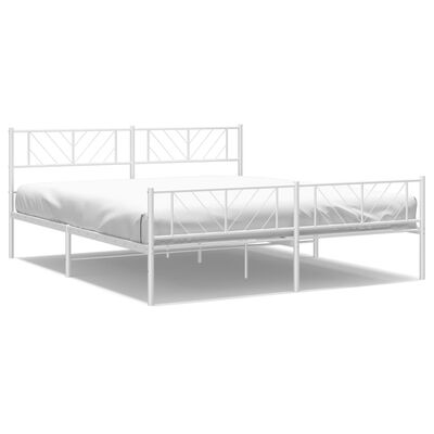 vidaXL Cadre de lit métal sans matelas et pied de lit blanc 183x213 cm