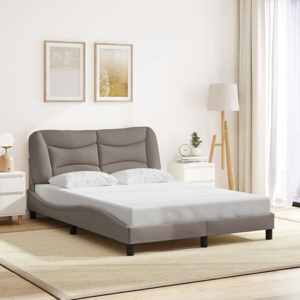 vidaXL Cadre de lit avec LED sans matelas Hvar taupe 140x200 cm tissu