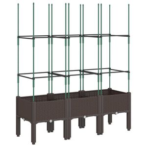 vidaXL Jardini&egrave;re avec treillis marron 120x40x142,5 cm PP