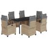 vidaXL Ensemble &agrave; manger de jardin coussins 7 pcs m&eacute;lange beige rotin