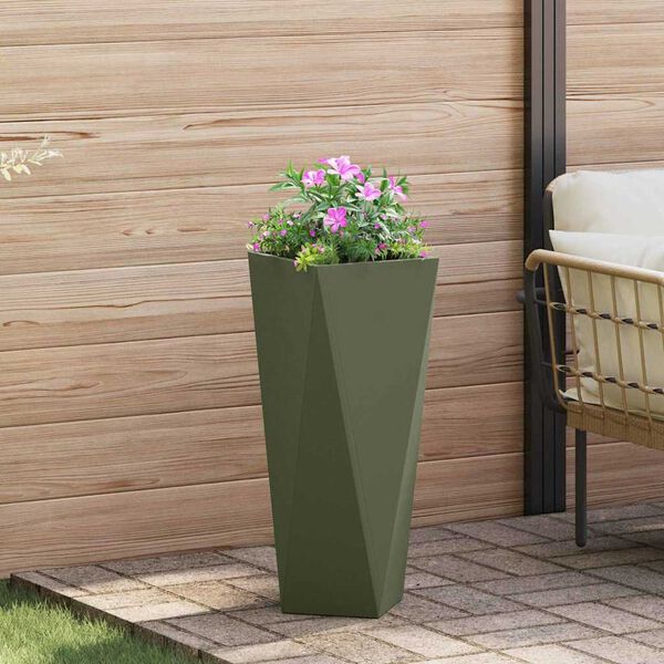 vidaXL Jardini&egrave;re 2 pcs Vert olive 30 x 30 x 75 cm Acier