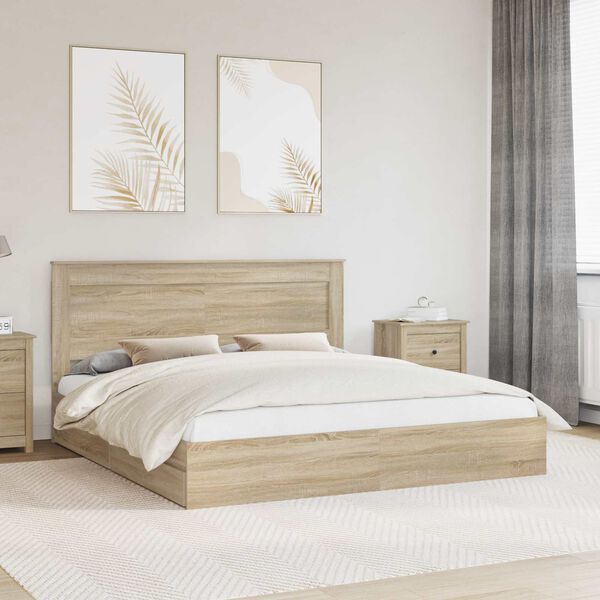 vidaXL Lit de Rangement Ch&ecirc;ne Sonoma 180 x 200 cm Bois d'ing&eacute;nierie